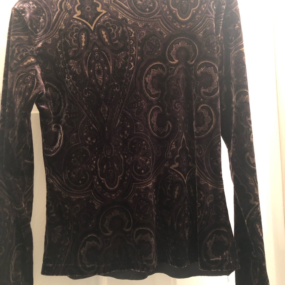 Soft velour long sleeve top, PS,  polyester, Black & gold